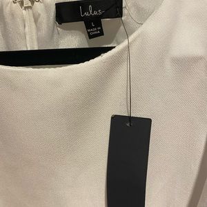 Lulu's Dinah White One Shoulder Ruffle Dress Women's Large